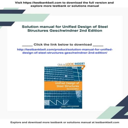 Solution manual for Unified Design of Steel Structures Geschwindner 2nd ...