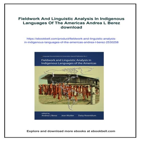 Fieldwork And Linguistic Analysis In Indigenous Languages Of The ...