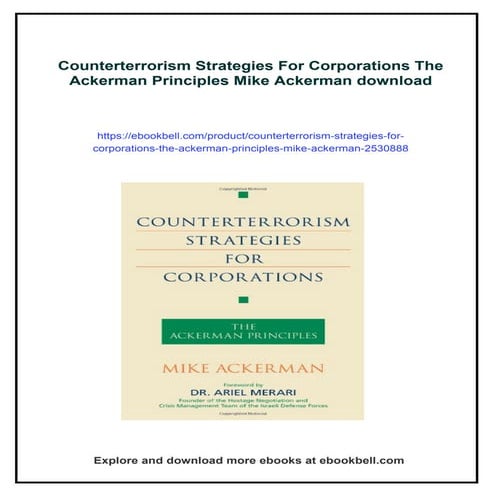 Counterterrorism Strategies For Corporations The Ackerman Principles Mike Ackerman