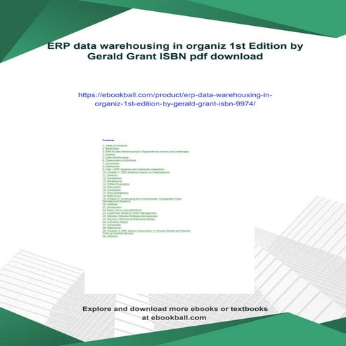 ERP data warehousing in organiz 1st Edition by Gerald Grant ISBN