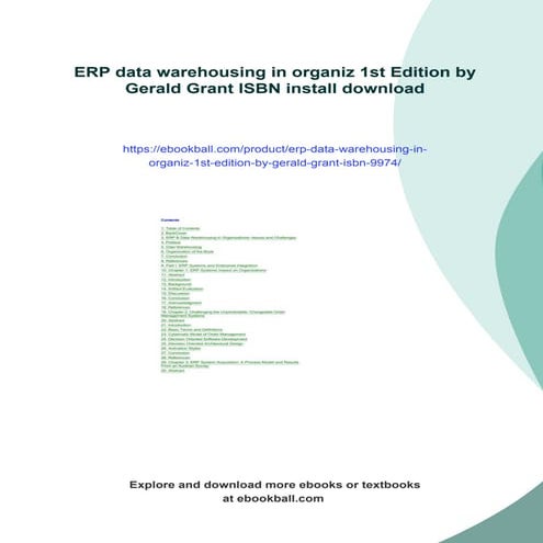 ERP data warehousing in organiz 1st Edition by Gerald Grant ISBN