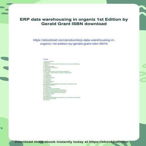 ERP data warehousing in organiz 1st Edition by Gerald Grant ISBN