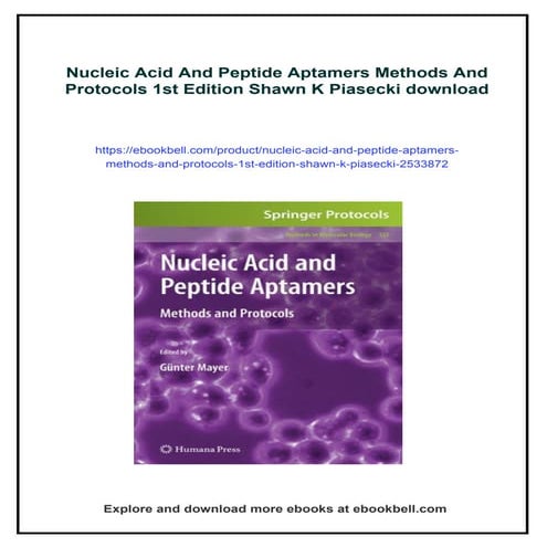 Nucleic Acid And Peptide Aptamers Methods And Protocols 1st Edition Shawn K P...