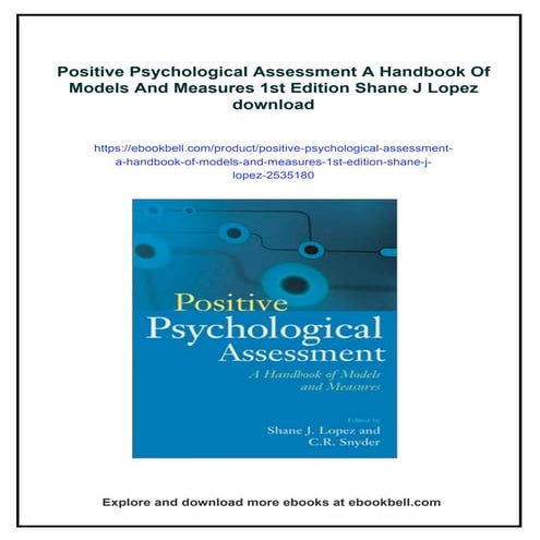 Positive Psychological Assessment A Handbook Of Models And Measures 1st Editi...