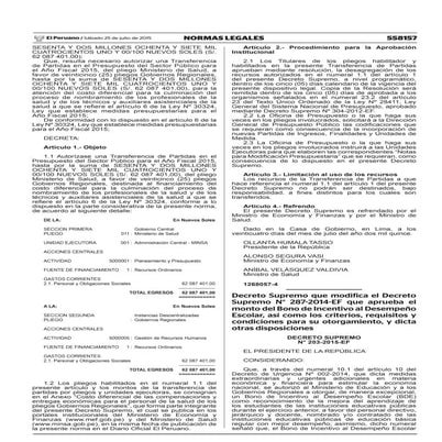 Decreto Supremo N° 203-2015-EF que modifica el DS.287-2014-EF que ...