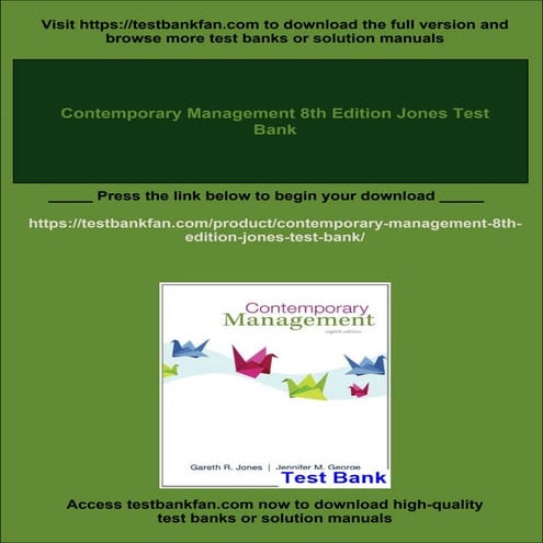 Contemporary Management 8th Edition Jones Test Bank | PDF