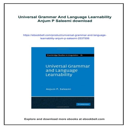 Universal Grammar And Language Learnability Anjum P Saleemi