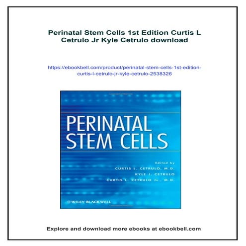 Perinatal Stem Cells 1st Edition Curtis L Cetrulo Jr Kyle Cetrulo