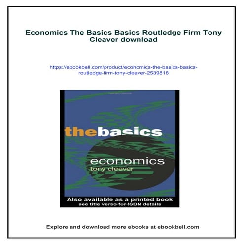 Economics The Basics Basics Routledge Firm Tony Cleaver | PDF