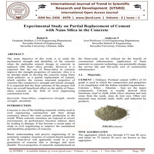 Experimental Study on Partial Replacement of Cement with Nano Silica in ...