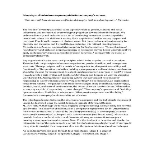 Diversity and Inclusion as a prerequisite for a company’s success