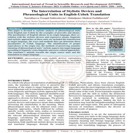 The Interrelation of Stylistic Devices and Phraseological Units in English Uz...