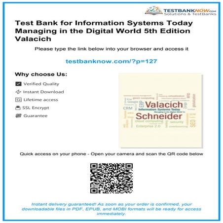Comprehensive Test Bank for Information Systems Today: Managing in the ...