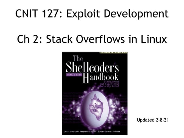 CNIT 127: Ch 2: Stack Overflows in Linux