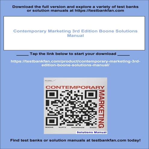 Contemporary Marketing 3rd Edition Boone Solutions Manual