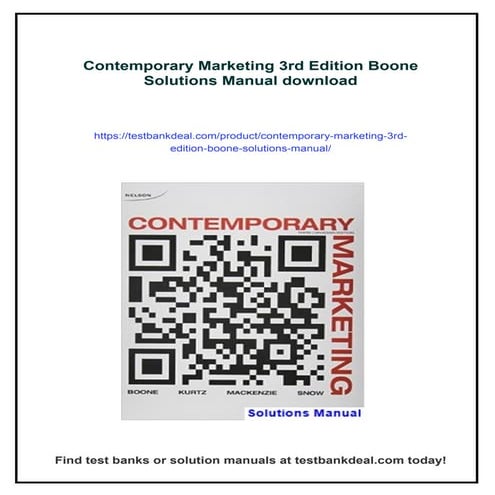 Contemporary Marketing 3rd Edition Boone Solutions Manual