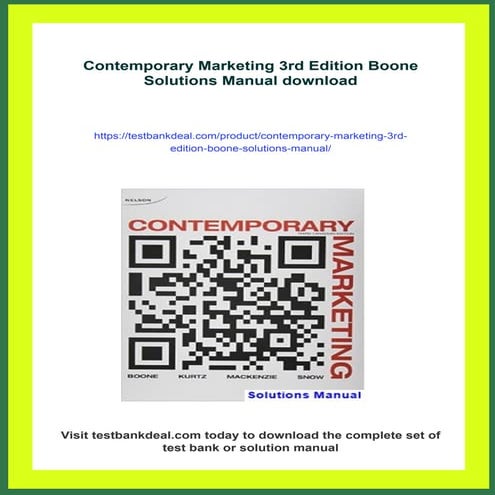 Contemporary Marketing 3rd Edition Boone Solutions Manual
