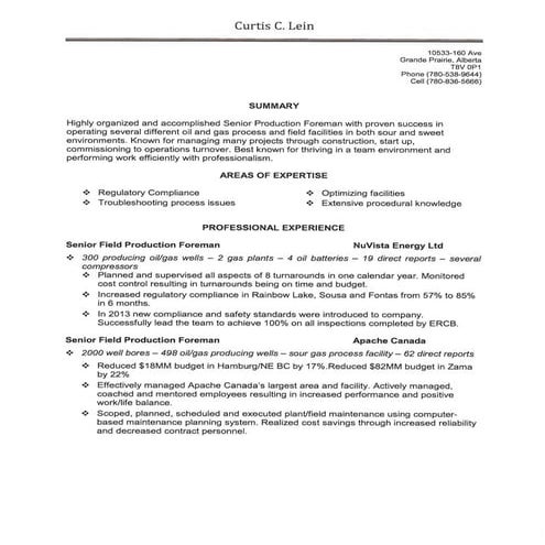 Curtis C. Lein Resume' | PDF