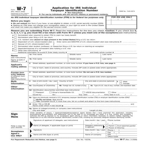 Form W-7_Application for IRS Individual Taxpayer Identification Number