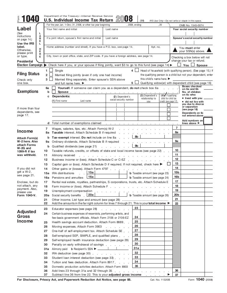 Form 1040- U.S. Individual Income Tax Return