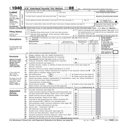 Form 1040- U.S. Individual Income Tax Return | PDF
