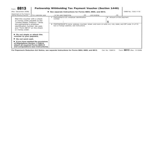 Form 8813 Partnership Withholding Tax Payment Voucher (Section 1446) | PDF