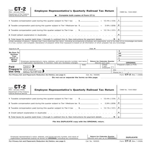 Form CT-2  Employee Representative's Quarterly Railroad Tax Return  
