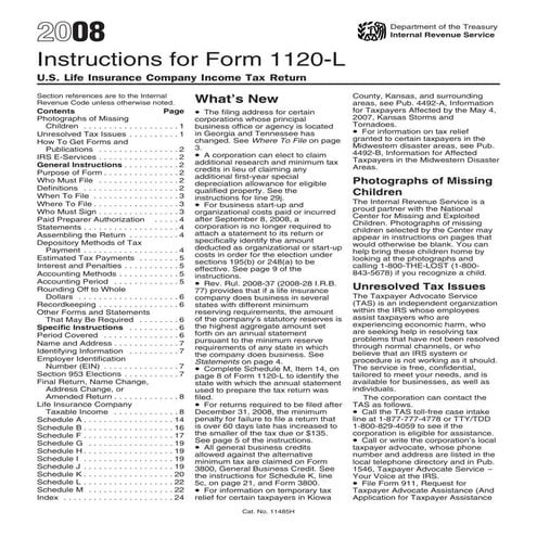 Instructions for Form 1120-L, , U.S. Life Insurance Company Income Tax Return 