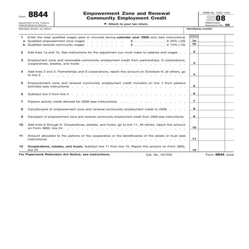 Form 8844  Empowerment Zone and Renewal Community Employment Credit  