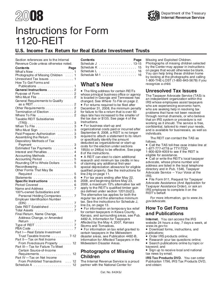 Worksheets Eftps Worksheet Short Form instructions for form 1120 reit u s income tax return real