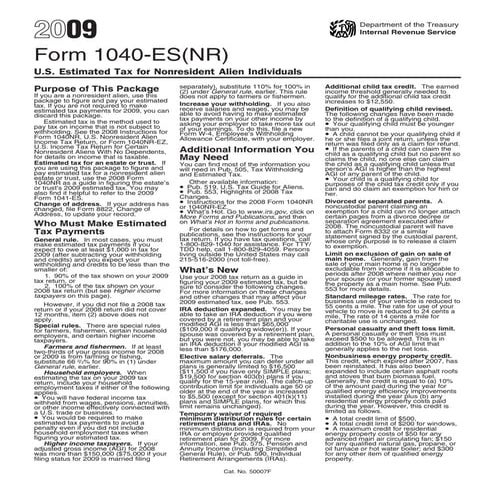 Form 1040-ES (NR)  U.S. Estimated Tax for Nonresident Alien Individuals 