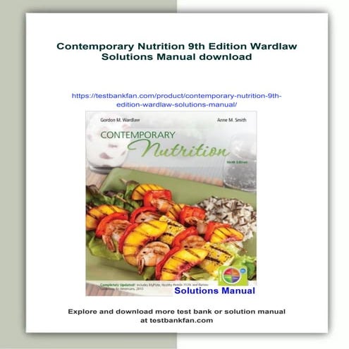 Contemporary Nutrition 9th Edition Wardlaw Solutions Manual | PDF