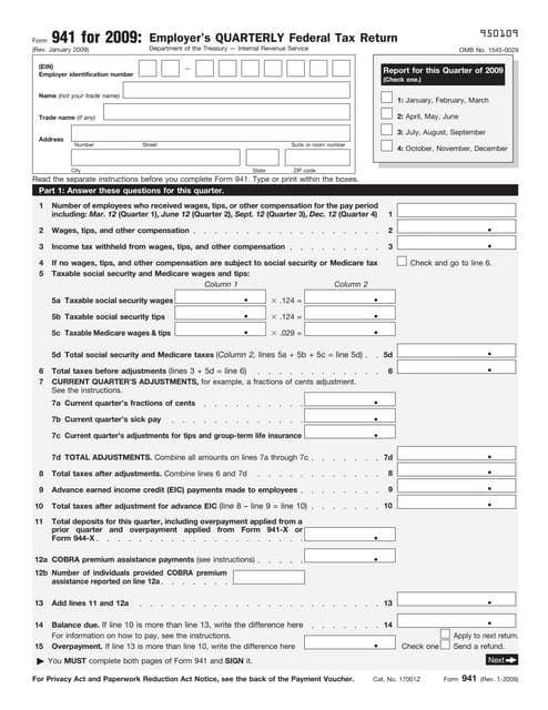 Form 941-SS Employer's Quarterly Federal Tax Return - American Samoa, Guam,  the Commonwealth of the Northern Mariana Islands, and the U.S. Virgin  Islands