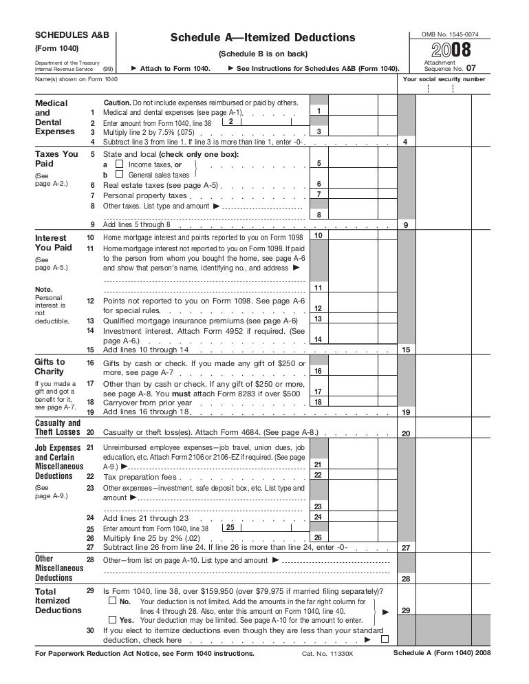 Form 1040, Schedules A &amp; B-Itemized Deductions &amp; Interest and Dividen…