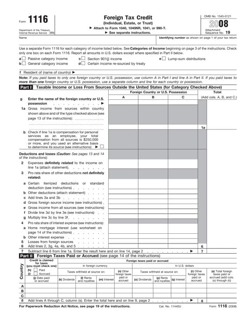 us tax abroad expatriate form 1116 form 1116
