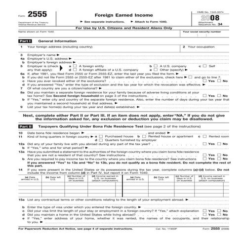 Form 2555- Foreign Earned Income