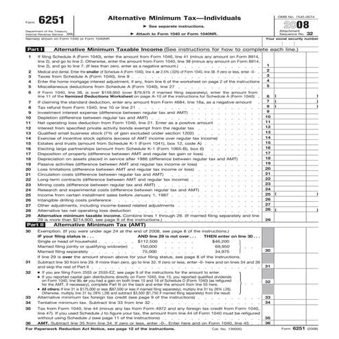 Form 6251-Alternative Minimum Tax 