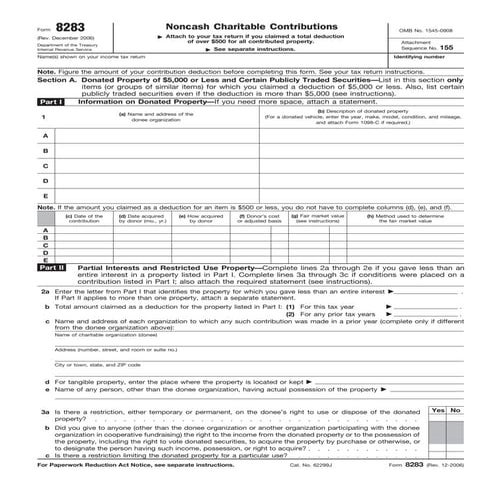 Form 8283-Noncash Charitable Contributions | PDF