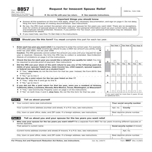 Form 8857-Request for Innocent Spouse Relief 