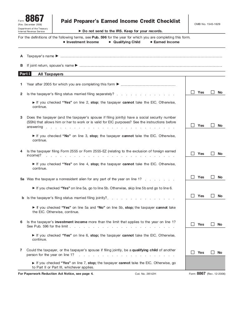 form 8867 paid preparers earned income credit checklist 2016 form 8867