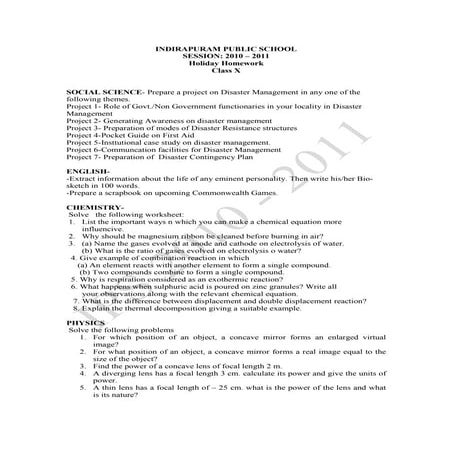 1273900307 holiday homework class x