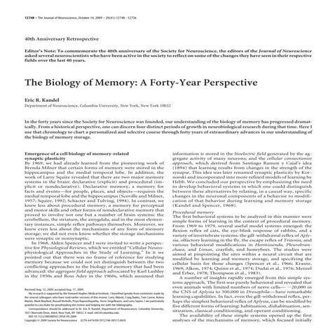 The Biology of Memory
