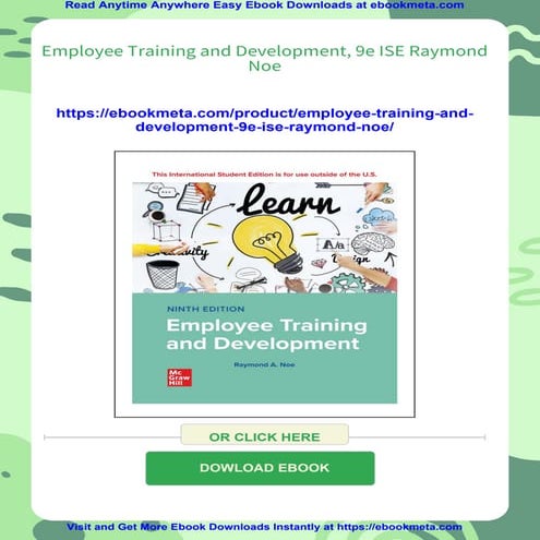 Employee Training and Development, 9e ISE Raymond Noe