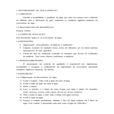 aula ppho - PROCEDIMENTO PADRÃO DE HIGIENE PESSOAL | PDF