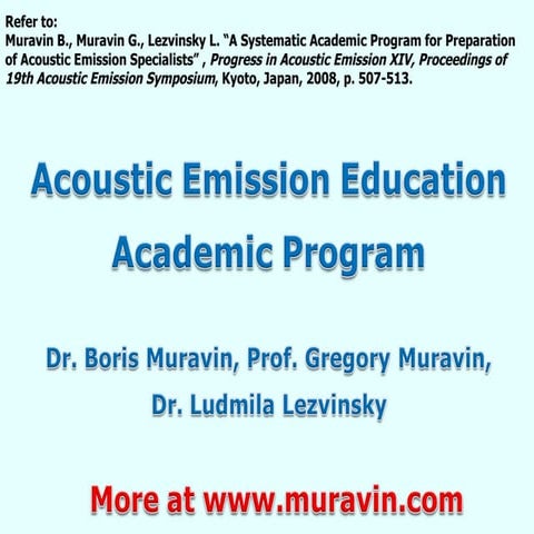 Acoustic Emission Education Program by Boris Muravin