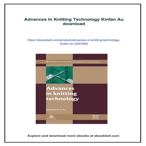 Advances In Knitting Technology Kinfan Au | PDF