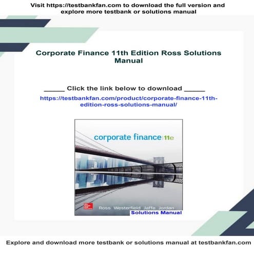 Corporate Finance 11th Edition Ross Solutions Manual
