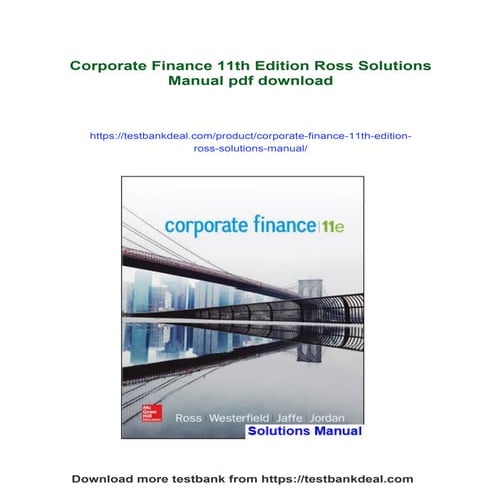 Corporate Finance 11th Edition Ross Solutions Manual