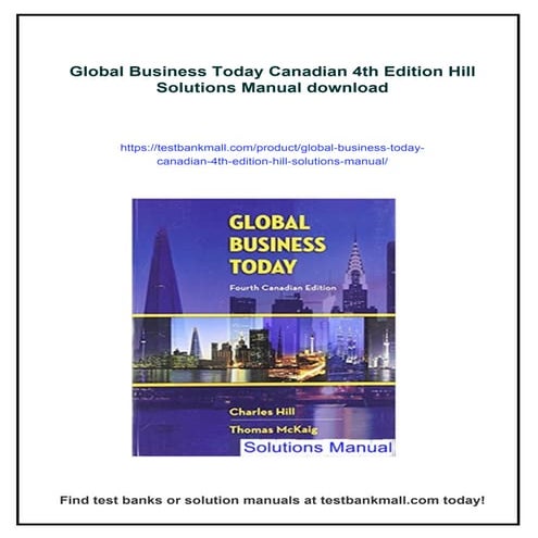 Global Business Today Canadian 4th Edition Hill Solutions Manual | PDF