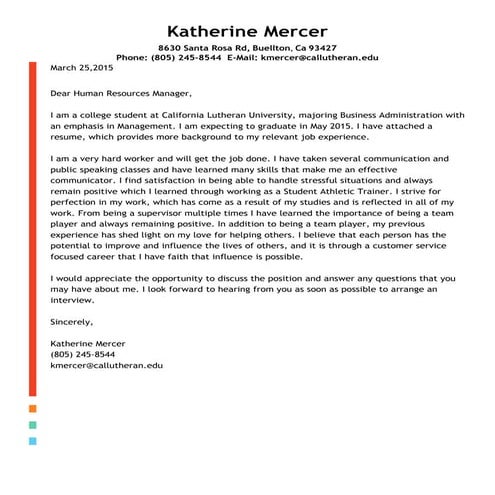 Katherine Mercer Cover Letter